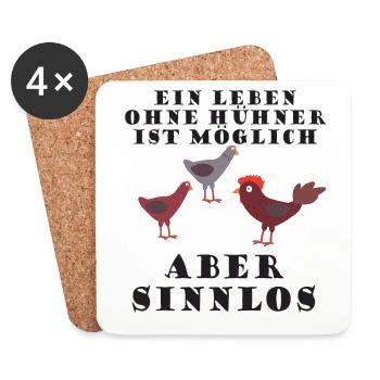 hühnermotiv mit spruch l - Untersetzer (4er-Set) - Weiß - Vorne