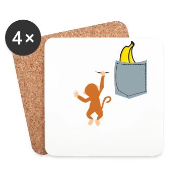 Monkey In A Pocket - Untersetzer (4er-Set) - Weiß - Vorne