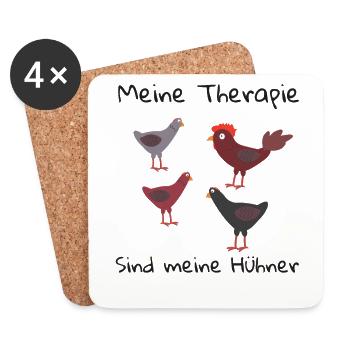 hühner auf dem bauernhof | hühner therapie - Untersetzer (4er-Set) - Weiß - Vorne