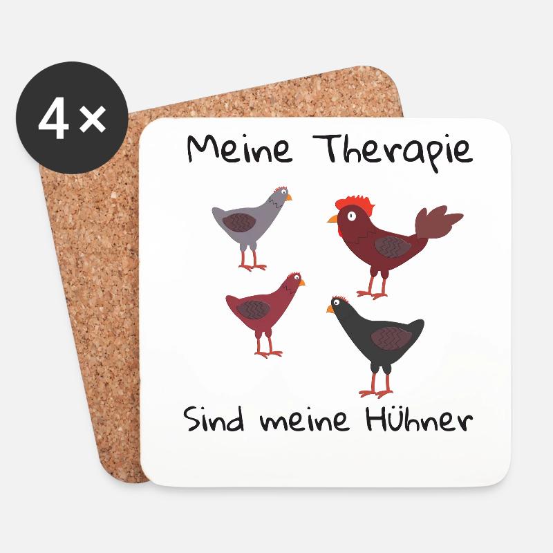 hühner auf dem bauernhof | hühner therapie - Untersetzer (4er-Set) - Weiß