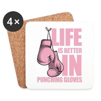 Boxing - Life is Better Punching Gloves - Gym - Untersetzer (4er-Set) - Weiß - Vorne