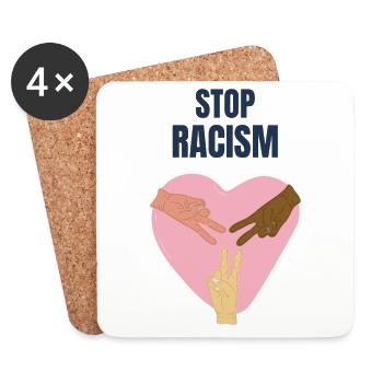 Heart design with hands of different skin colors - Coasters (set of 4) - white - Front