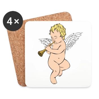 Ange musical - Dessous de verre (lot de 4) - blanc - Devant