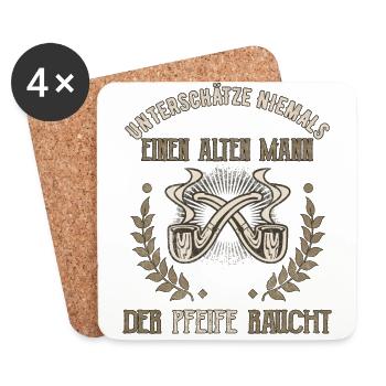 Unterschätze niemals alten Mann Pfeife raucht - Untersetzer (4er-Set) - Weiß - Vorne