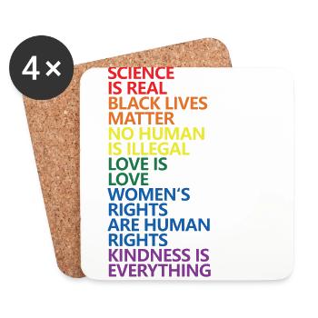 La science est un vrai Black Lives Matter LGBT Pride BLM - Dessous de verre (lot de 4) - blanc - Devant