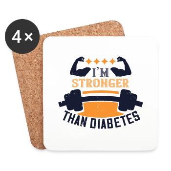 Ich bin stärker als Diabetes - Untersetzer (4er-Set) - Weiß - Vorne