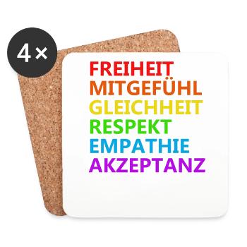 Gegen Rassismus und Diskriminierung - Untersetzer (4er-Set) - Weiß - Vorne
