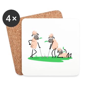Schafe spielen Golf - Untersetzer (4er-Set) - Weiß - Vorne