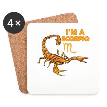 Zodiac Sign - I'm A Scorpio - Party - Untersetzer (4er-Set) - Weiß - Vorne