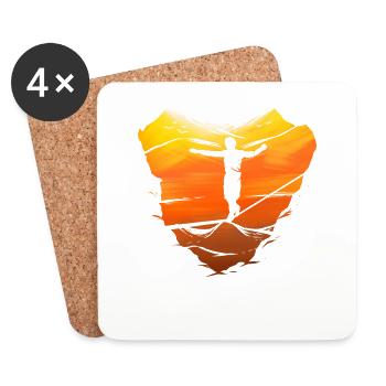 Slackline slacklining Slacklining tightrope walk Sunset - Coasters (set of 4) - white - Front