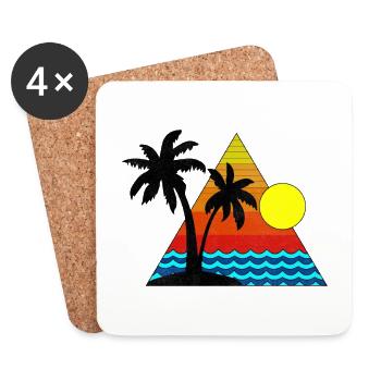 Palm trees and beach - Coasters (set of 4) - white - Front