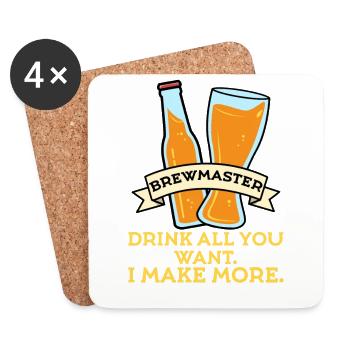 Beer brewing brewer brewery gift idea alcohol B - Coasters (set of 4) - white - Front