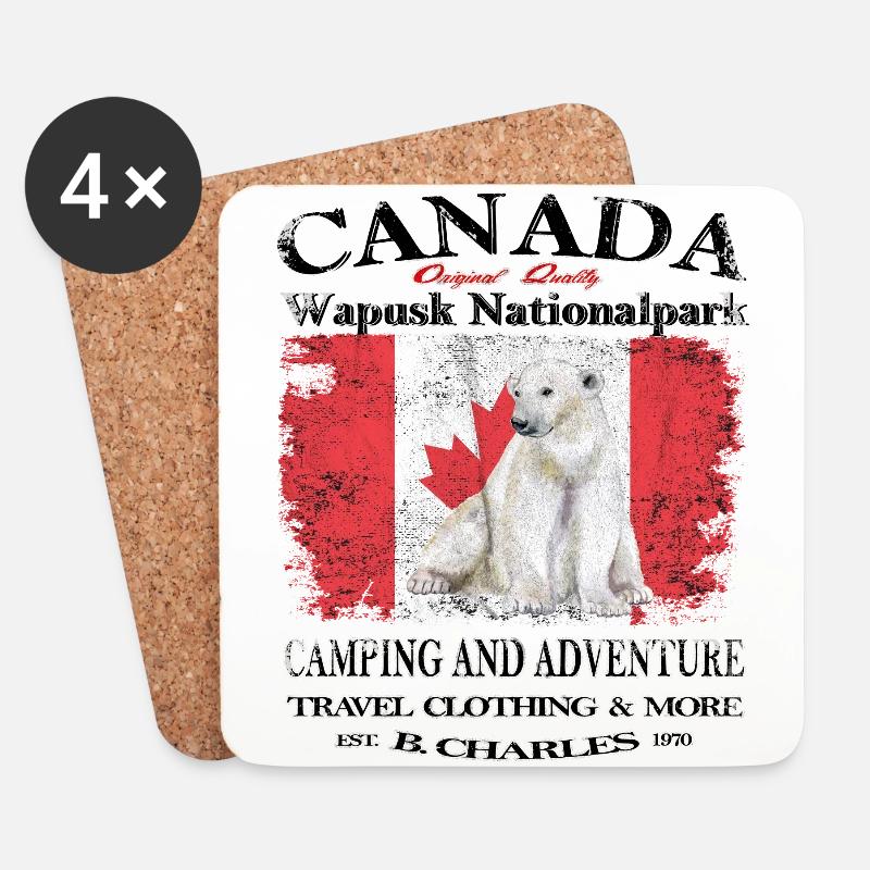 Canada ,Kanada,Camping - Untersetzer (4er-Set) - Weiß