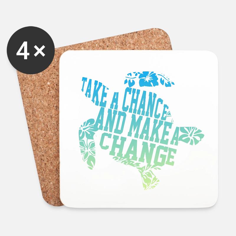 Turtle chance and change - Coasters (set of 4) - white
