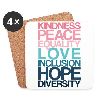 Kindness Peace Equality LOVE - Untersetzer (4er-Set) - Weiß - Vorne