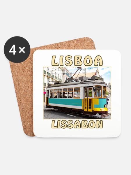 Lisboa Strassenbahn Lissabon - Untersetzer (4er-Set) - Weiß
