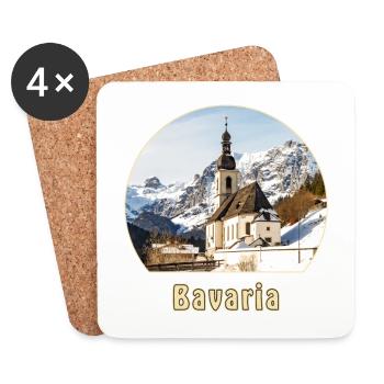 Kirche Ramsau Bayern - Untersetzer (4er-Set) - Weiß - Vorne