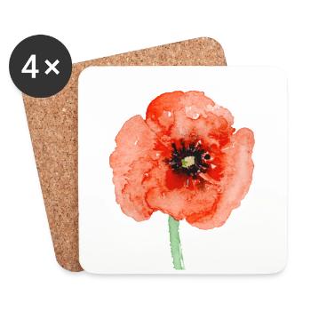 Corn poppy - Coasters (set of 4) - white - Front