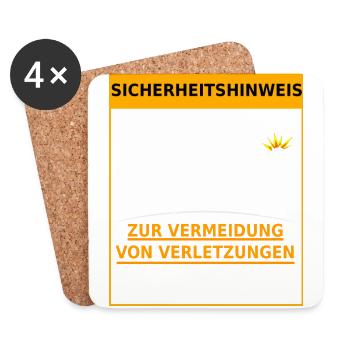 Sicherheitshinweis Arbeitsunfall Betriebsunfall - Untersetzer (4er-Set) - Weiß - Vorne