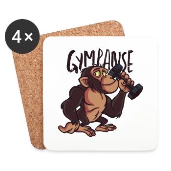 Singe drôle dans la salle de sport GYMpanse animal amusant - Dessous de verre (lot de 4) - blanc - Devant
