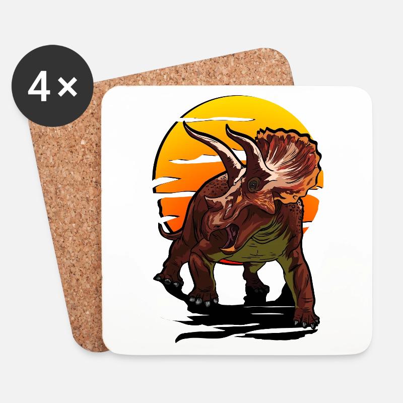 Cooler Triceratops Dinosaurier Geschenk für Dinos - Untersetzer (4er-Set) - Weiß