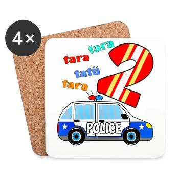 PolizeiAuto 2 - Untersetzer (4er-Set) - Weiß - Vorne