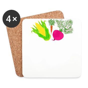 Temps to go Vegan Vegan Vegan Vegan vegan veganes - Dessous de verre (lot de 4) - blanc - Devant