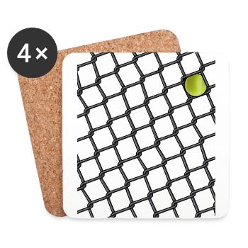 Gitter Zaun mit Tennis Ball Geschenk für Tennis - Untersetzer (4er-Set) - Weiß - Vorne