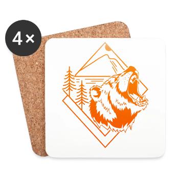Bear - Mountain - Pine Trees - Nature Lover Gift - Coasters (set of 4) - white - Front