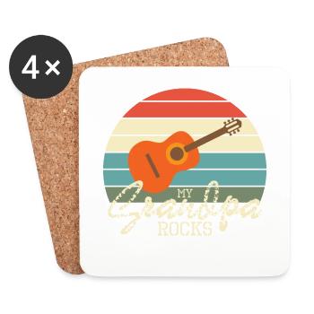 Conception de guitare - My Grandpa Rocks - Dessous de verre (lot de 4) - blanc - Devant