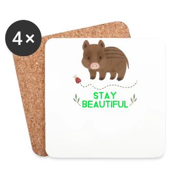 Sweet cute wild boar forest animal forest animals - Coasters (set of 4) - white - Front
