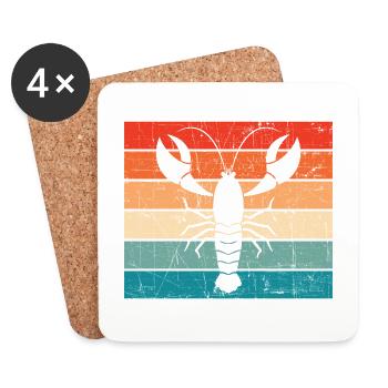 Silhouette Of Lobster Distressed Design Vintage Co - Untersetzer (4er-Set) - Weiß - Vorne