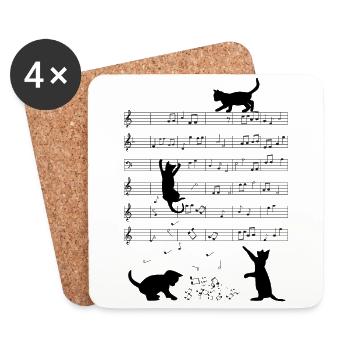 Katzen Musik Noten - Untersetzer (4er-Set) - Weiß - Vorne