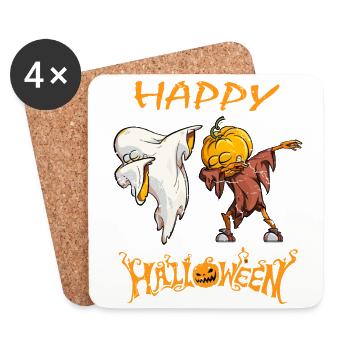 Happy Halloween 2021 Dabbing Pumpkin & Ghost Costume - Coasters (set of 4) - white - Front