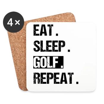 Eat Sleep Golf Repeat Golfer Golfplatz - Untersetzer (4er-Set) - Weiß - Vorne