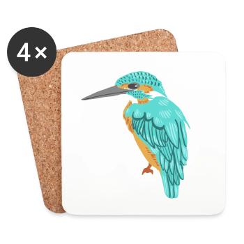 martin-pêcheur - Dessous de verre (lot de 4) - blanc - Devant