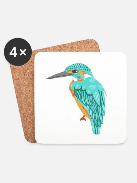 Eisvogel - Untersetzer (4er-Set) - Weiß