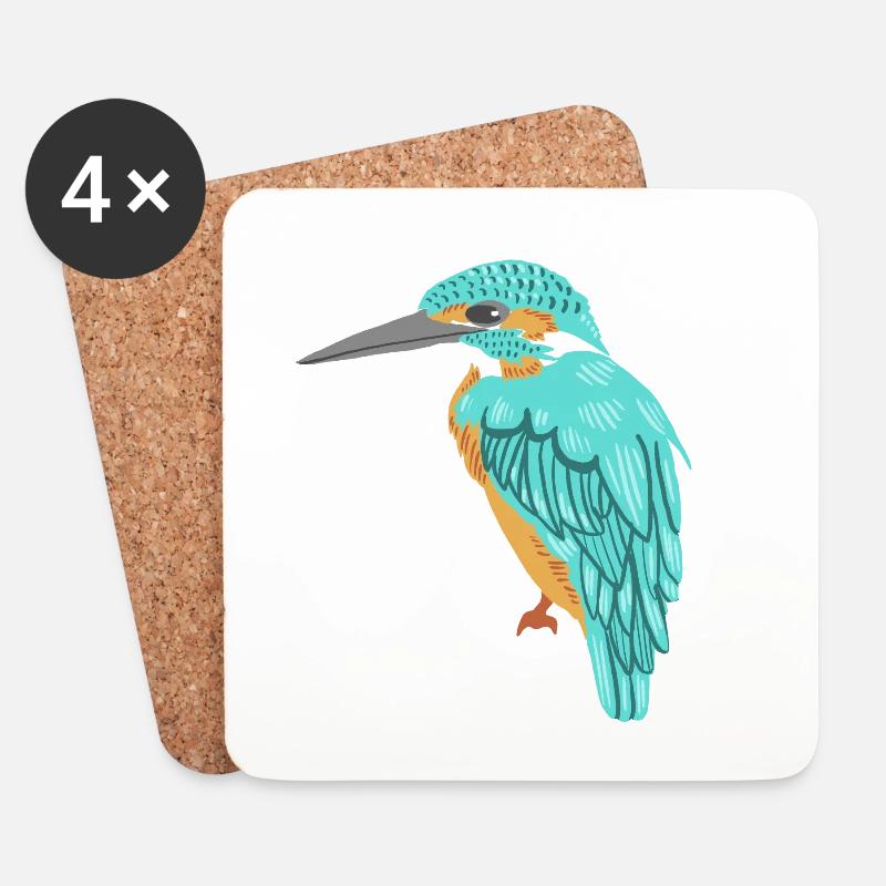 Eisvogel - Untersetzer (4er-Set) - Weiß
