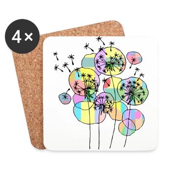 Blumen - Untersetzer (4er-Set) - Weiß - Vorne
