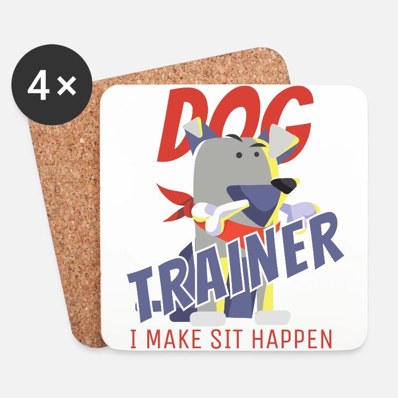Hundetrainer - Untersetzer (4er-Set) - Weiß