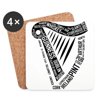 Irland Harfe St Patricks Day Kobold Pint Dublin - Untersetzer (4er-Set) - Weiß - Vorne