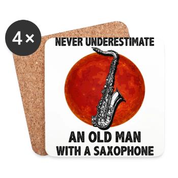 Never Underestimate An Old Man With A Saxophone - Coasters (set of 4) - white - Front
