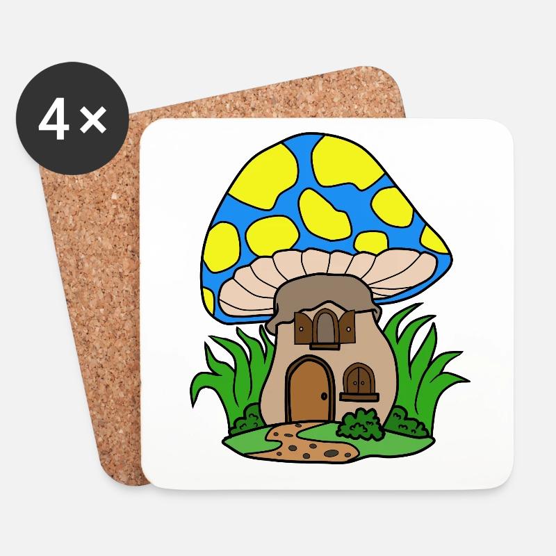 Pilzhaus ein Haus aus Pilz - Untersetzer (4er-Set) - Weiß
