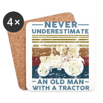 Unterschätze niemals einen alten Mann mit einem Traktor - Untersetzer (4er-Set) - Weiß - Vorne