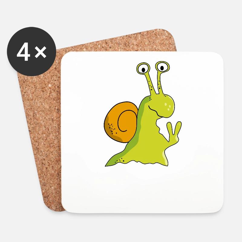 Lustige Schnecke mit Statement: Peace, Frieden - Untersetzer (4er-Set) - Weiß