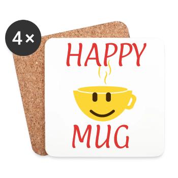 Bonne tasse))). - Dessous de verre (lot de 4) - blanc - Devant