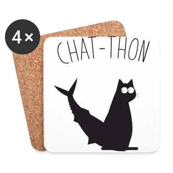 Chat-Thon - Dessous de verre (lot de 4) - blanc - Devant