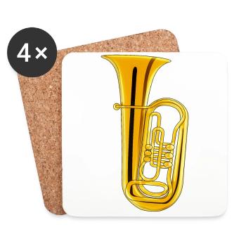 TUBA musical instrument - Coasters (set of 4) - white - Front