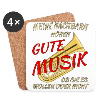 TUBA, MEINE NACHBARN HÖREN GUTE MUSIK - Untersetzer (4er-Set) - Weiß - Vorne