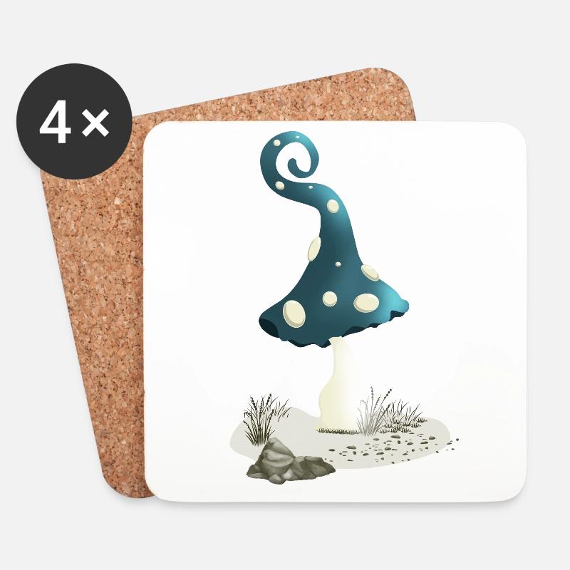 Magic mushroom with pixie cap - Coasters (set of 4) - white